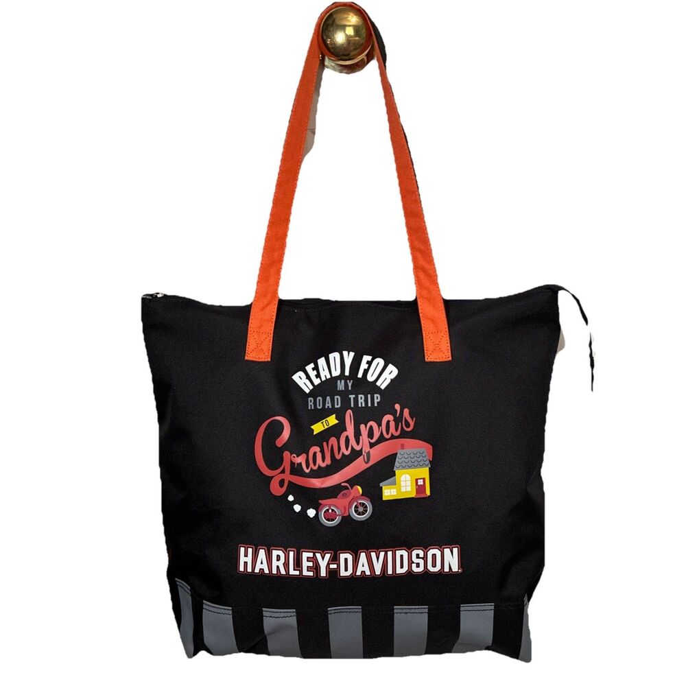 Harley-Davidson Tote Bag Orange “Ready For Road Trip To Grandpa’s” Padded